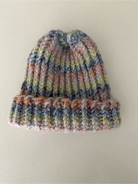 Chunky Multicolor Striped Knit Beanie